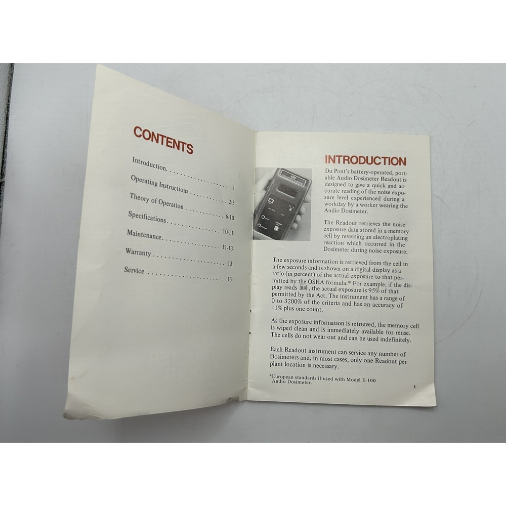 Du Pont Company Operating Manual Audio Dosimeter Readout Model R-225 - Picture 7 of 12